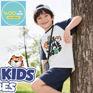 Bộ Đồ Bé Trai KSH26S023R | Bé trai 2-9 tuổi | Wookids | Thời trang trẻ em | Set áo thun quần short năng động