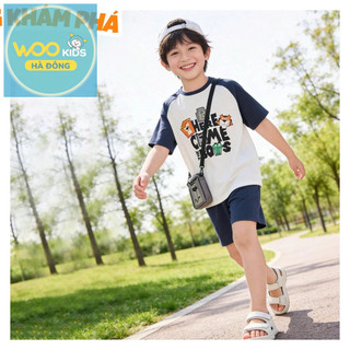 Bộ Đồ Bé Trai KSH26S023R | Bé trai 2-9 tuổi | Wookids | Thời trang trẻ em | Set áo thun quần short năng động