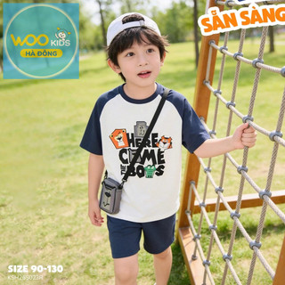 Bộ Đồ Bé Trai KSH26S023R | Bé trai 2-9 tuổi | Wookids | Thời trang trẻ em | Set áo thun quần short năng động