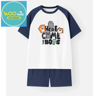 Bộ Đồ Bé Trai KSH26S023R | Bé trai 2-9 tuổi | Wookids | Thời trang trẻ em | Set áo thun quần short năng động