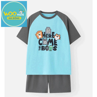 Bộ Đồ Bé Trai KSH26S023R | Bé trai 2-9 tuổi | Wookids | Thời trang trẻ em | Set áo thun quần short năng động