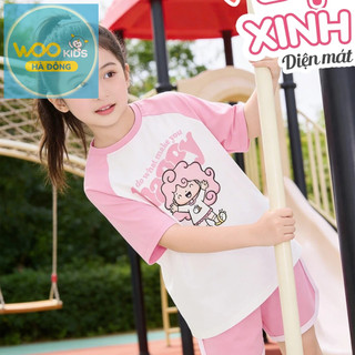 Bộ Đồ Bé Gái DSH26S011R Wookids | Set Bé Gái 2-9 Tuổi Cotton Modal (Vải Sồi Cao Cấp) Co Giãn Mềm Mát Thời Trang Trẻ Em