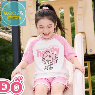 Bộ Đồ Bé Gái DSH26S011R Wookids | Set Bé Gái 2-9 Tuổi Cotton Modal (Vải Sồi Cao Cấp) Co Giãn Mềm Mát Thời Trang Trẻ Em