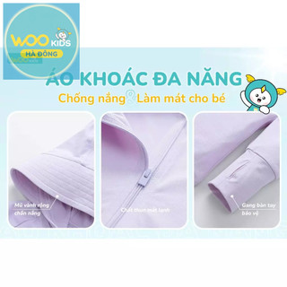 Áo Khoác Chống Nắng Bé Gái GRS24S002R | Wookids | UPF 50+ | Nylon Spandex Co Giãn, Nhẹ Mát, Bảo Vệ Da