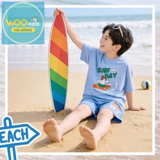 Áo Thun Không Cổ Bé Trai KTS26S009R | Wookids | 2-9 Tuổi | Cotton Thoáng Mát, Mềm Mại, Năng Động