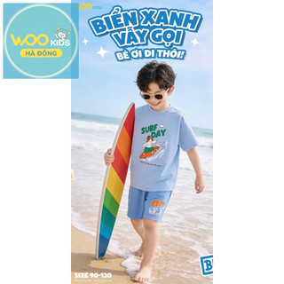 Áo Thun Không Cổ Bé Trai KTS26S009R | Wookids | 2-9 Tuổi | Cotton Thoáng Mát, Mềm Mại, Năng Động