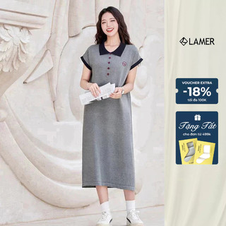 Đầm Thun Cổ Bẻ Vai Chờm Phối Màu Thêu Ngực LeH O63T25Q006