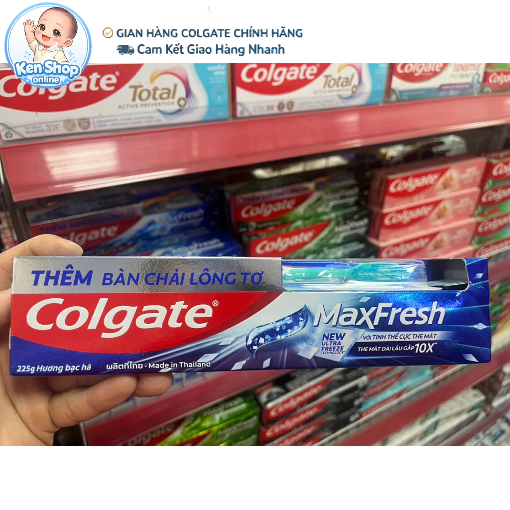 Kem đánh răng Colgate maxfresh bạc hà 225g tặng bàn chải
