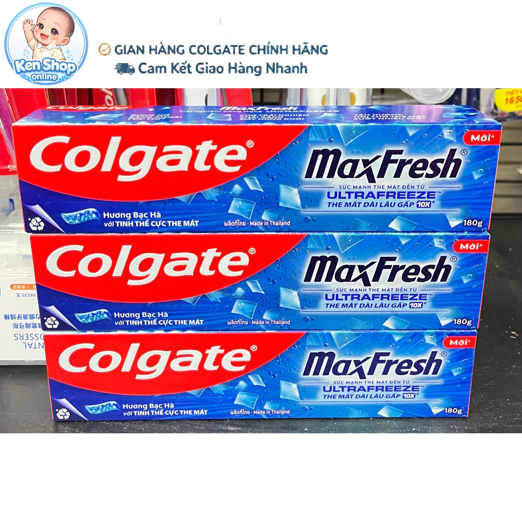 Bộ 3 kem đánh răng Colgate MaxFresh hương Bạc Hà 180g