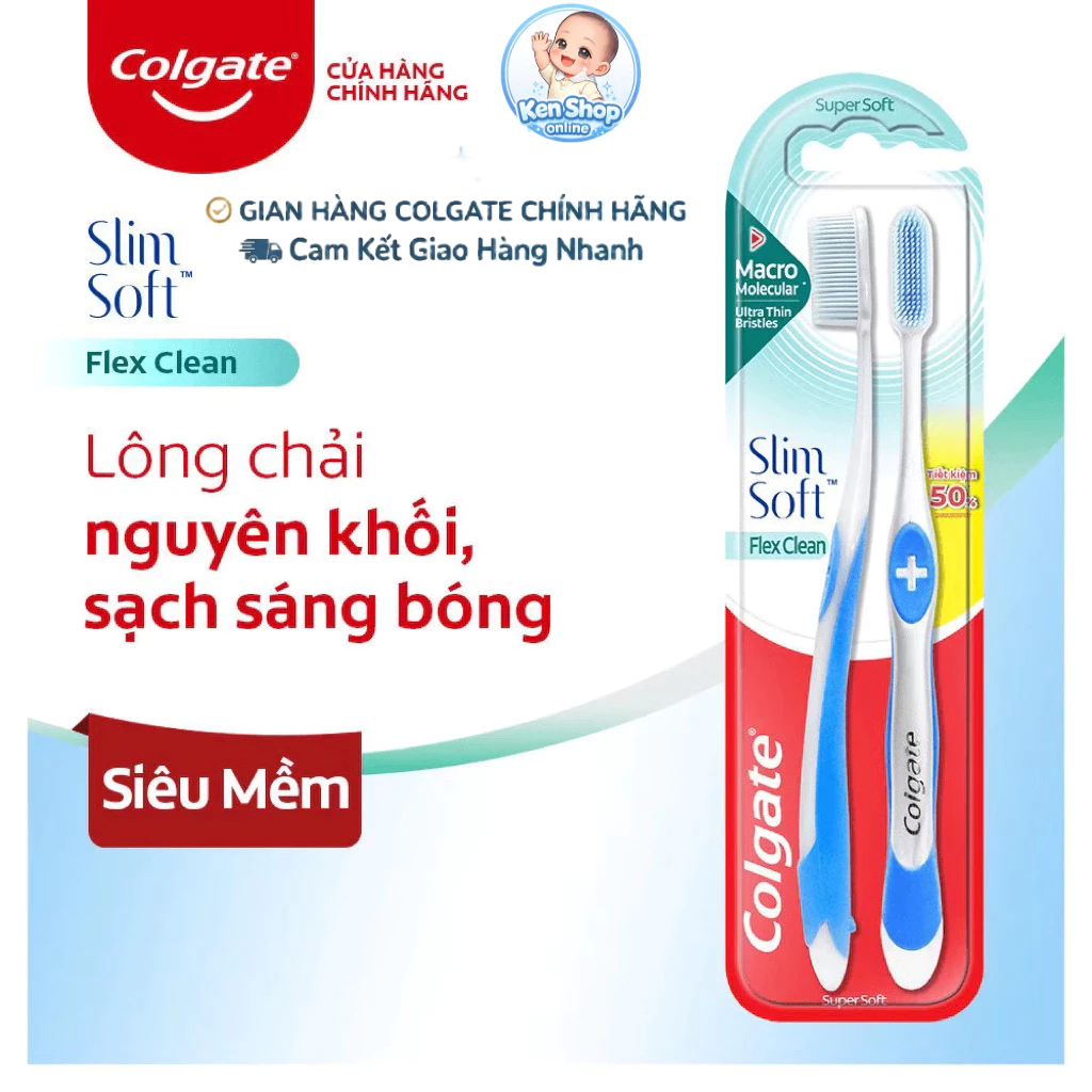 Bộ đôi bàn chải đánh răng Colgate Slimsoft Flex Clean Charcoal nguyên ...