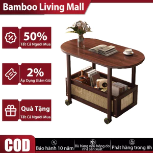 Bàn trà bàn phụ Bàn trà cong cổ điển bằng tre di động thiết kế chắc chắn - phù hợp cho phòng khách