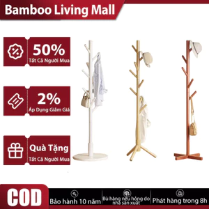 Bamboo Cây treo quần áo 100% gỗ tự nhiên 8, 9 nhánh-Giá Treo Quần Áo Đứng Các Loại Chất Lượng Cao