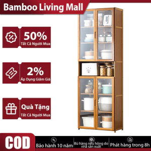 Tủ bếp tủ lưu trữ tủ để đồ cửa kính trong suốt chống bụi đựng đồ dùng/ống trà/đồ dùng nhà bếp