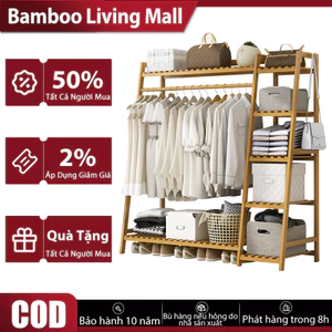 Bamboo Living Mall Tủ Kệ Treo Quần Áo 3 Ngăn Hàn Quốc ,Kệ Treo Đồ Trang Trí Phòng Ngủ Decor