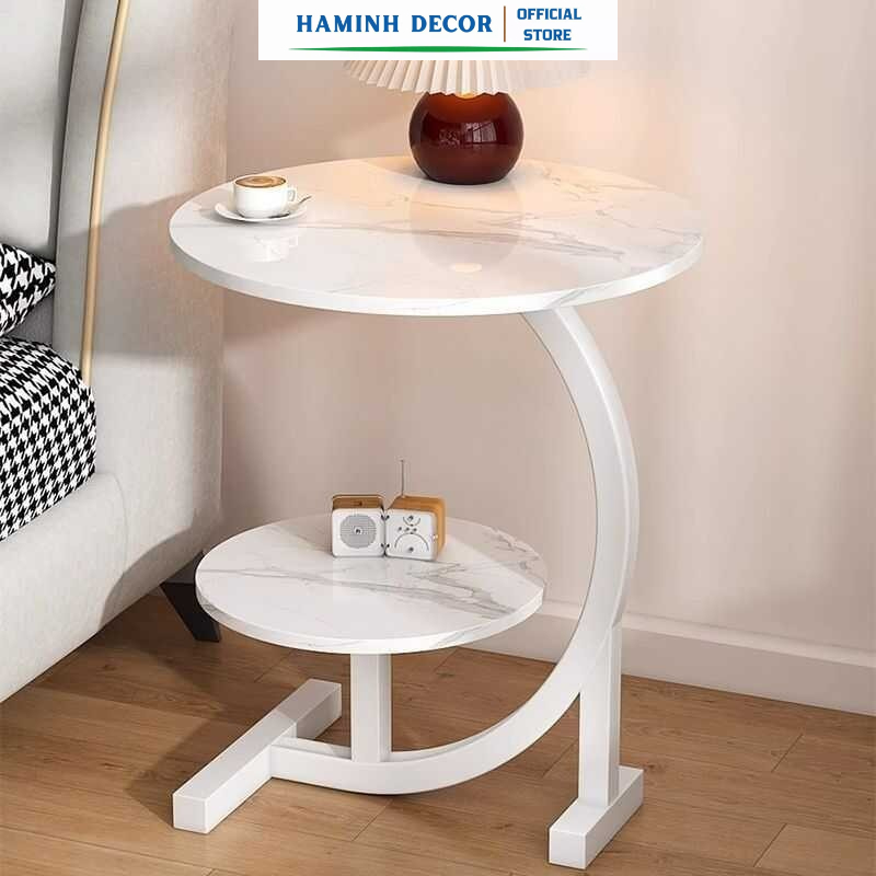 Bàn trà tròn phong cách hiện đại mini làm bằng gỗ MDF lõi xanh chống nước chống xước chống cong vênh - HM275