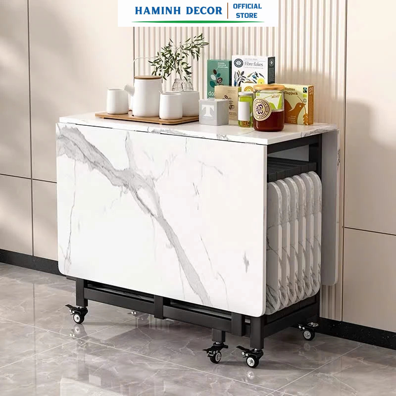 Xưởng sản xuất bàn ăn gấp gọn lắp sẵn MDF lõi xanh chống nước, chống cong vênh khung thép sơn tĩnh điện -  HM608