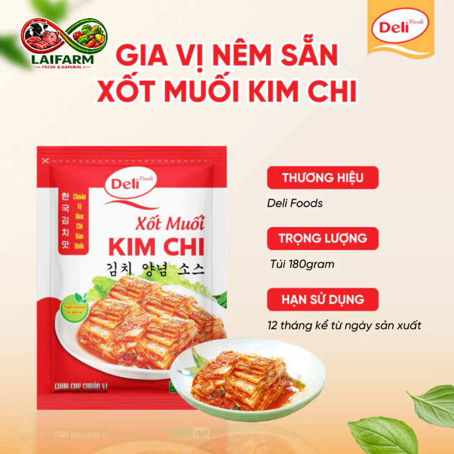 [Laifarm] Hộp 10 Gói Xốt Muối Kim Chi 180gr – Gia Vị Làm Kim Chi Hàn Quốc Chuẩn Vị | Deli Foods