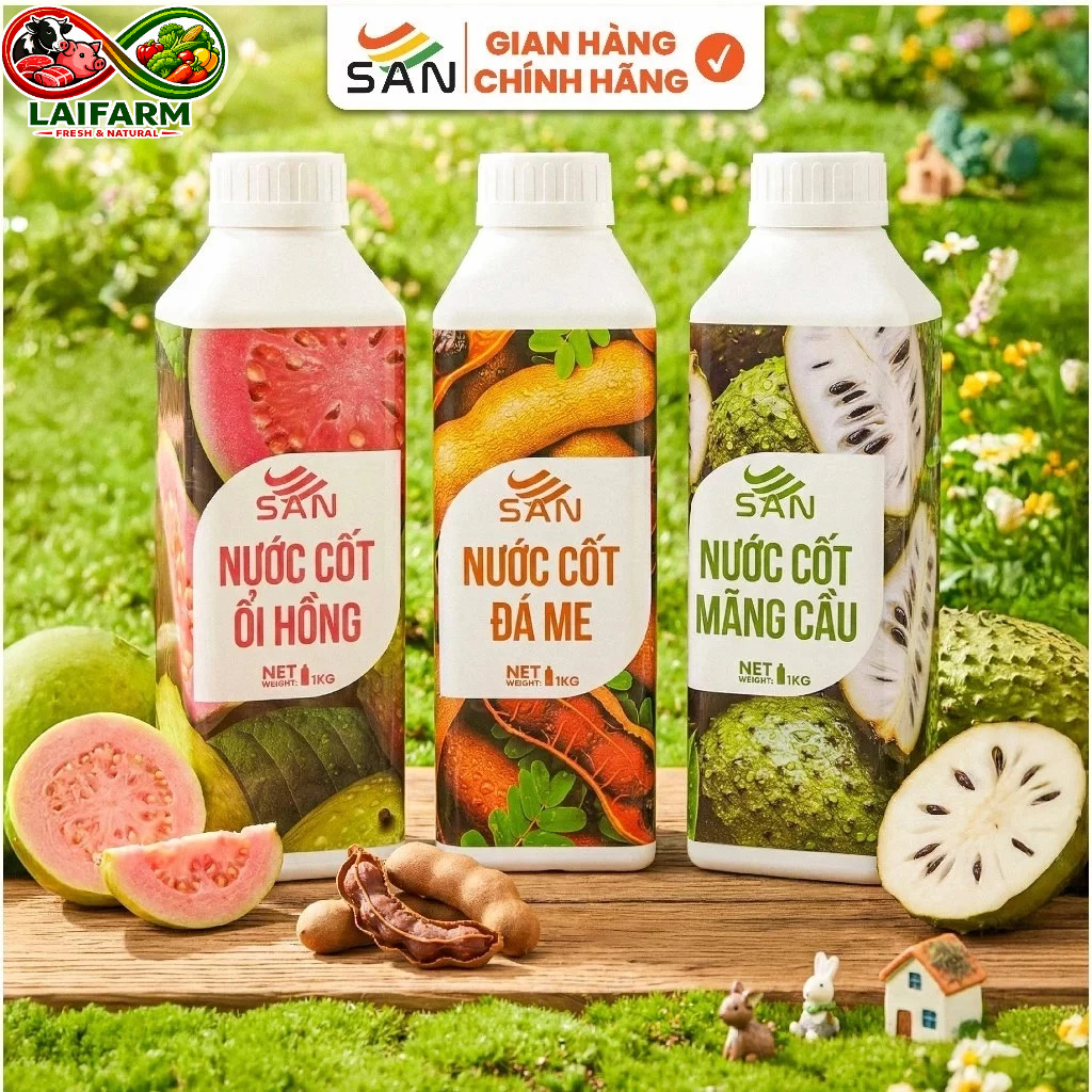 [Laifarm] Nước Cốt Trái Cây SAN Chai 1Kg – Nguyên Liệu Pha Chế Chuyên Nghiệp, Đa Dạng Hương Vị, Có Mẫu Thử