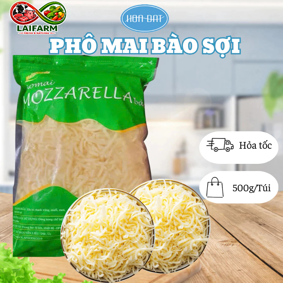 [Laifarm] [Hỏa Tốc HN] Phô Mai Mozzarella Bào Sợi Hương Vị Nguyên Bản Thơm Dẻo Tiện Lợi Chế Biến Túi 500gr-Ngẫu nhiên