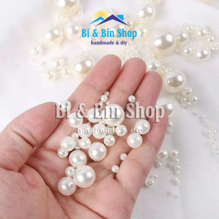40g Hạt Bẹt Đài Loan Loại Đẹp Tròn Có Lỗ, Hạt Ngọc Hạt Trai Làm Đồ Thủ Công