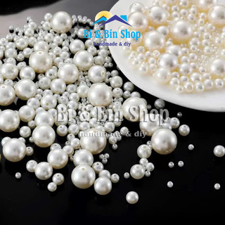 40g Hạt Bẹt Đài Loan Loại Đẹp Tròn Có Lỗ, Hạt Ngọc Hạt Trai Làm Đồ Thủ Công