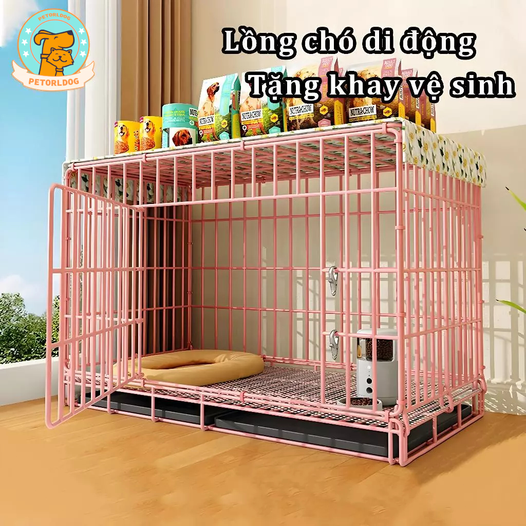 🐶Lồng chó gấp gọn di động tiện lợi chuồng chó có khay vệ sinh Tặng khay Khuyên dùng cho gia đình [GIẢM 45% + COD]