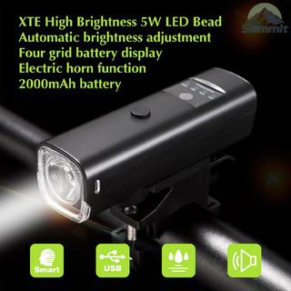 [COD] Đèn xe đạp siêu sáng 1000 lumens pin 2000mah cảm biến thông minh có còi sạc USB