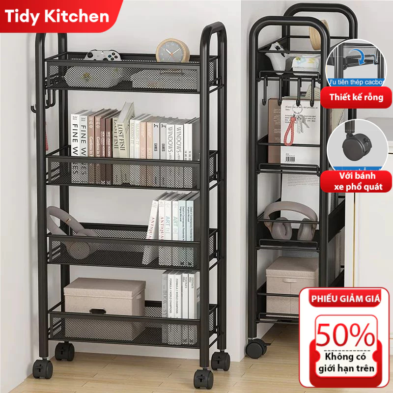 Tidy Xe đẩy Spa 3/4/5 tầng Xe đẩy đựng đồ Lưới sắt 100% đa năng có bánh xe