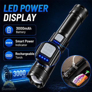 [COD] Đèn pin LED siêu sáng Đèn pin có thể sạc lại có thể phóng to với 3 chế độ ánh sáng