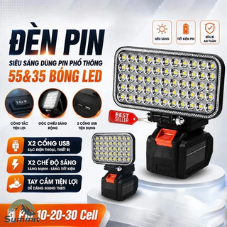[COD] Đèn led 35/55 mắt siêu sáng sử dụng chân pin phổ thông MAKITA có 2 chế độ sáng, có 2 cổng sạc USB