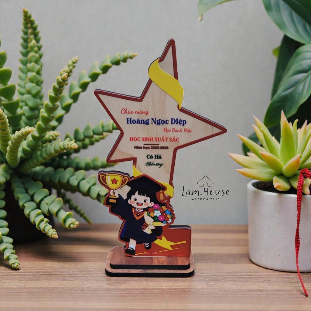 🏆 CUP GỖ VINH DANH GỖ PLYWOOD 5MM IN UV – QUÀ TẶNG TỐT NGHIỆP Ý NGHĨA CHO BÉ - LAMHOUSE 🎓