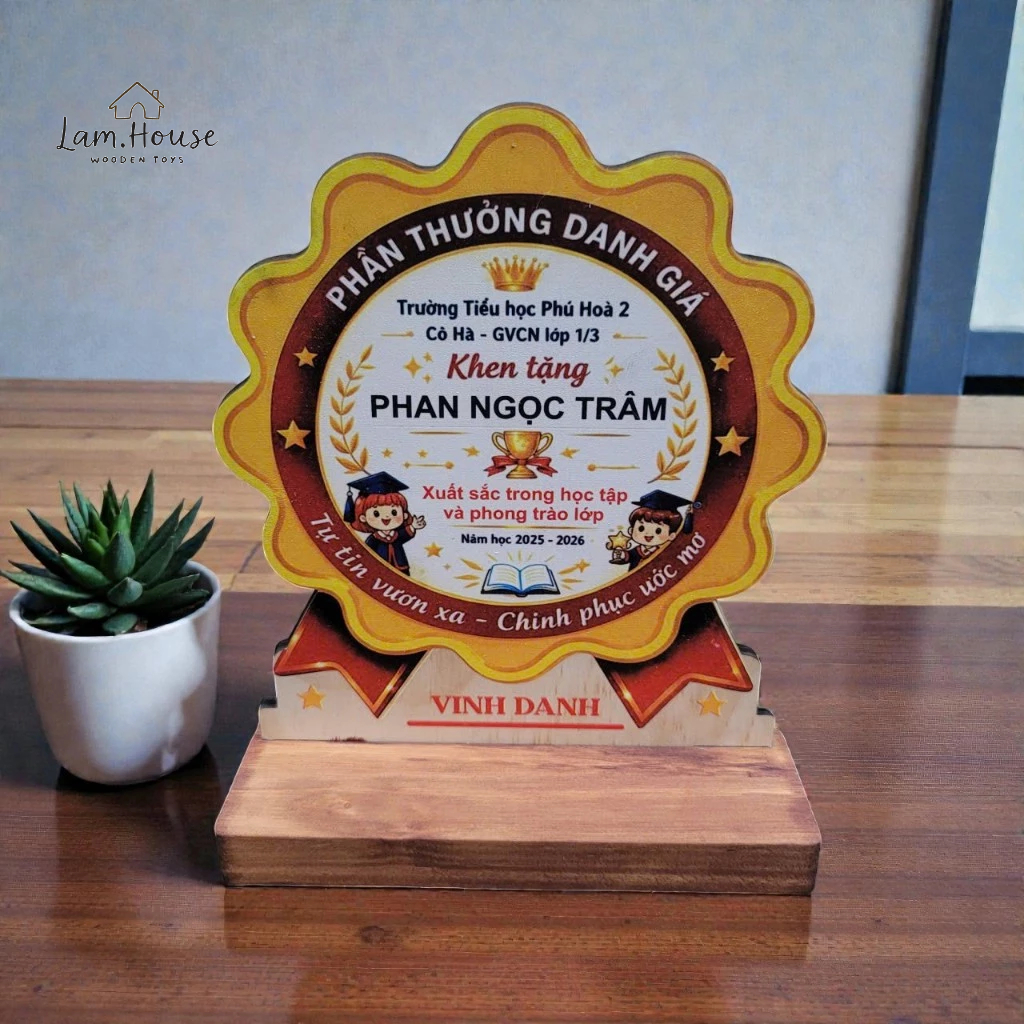 🏆 CUP GỖ VINH DANH GỖ PLYWOOD 5MM IN UV – QUÀ TẶNG TỐT NGHIỆP Ý NGHĨA CHO BÉ - LAMHOUSE 🎓