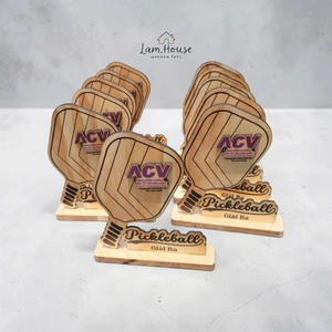 Cúp Gỗ Pickleball Plywood 5mm – In UV Sắc Nét – Lamdecor Khắc/In Tên Miễn Phí Theo Yêu Cầu