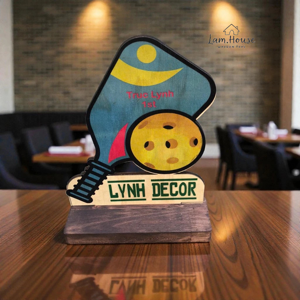 Cúp Gỗ Pickleball Plywood 5mm – In UV Sắc Nét – Lamdecor Khắc/In Tên Miễn Phí Theo Yêu Cầu