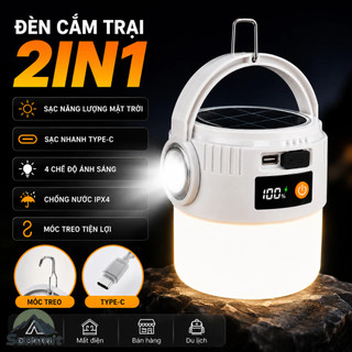 [COD] Đèn cắm trại năng lượng mặt trời, nhỏ gọn, dễ sử dụng, hỗ trợ sạc Type-C, đèn LED đa năng