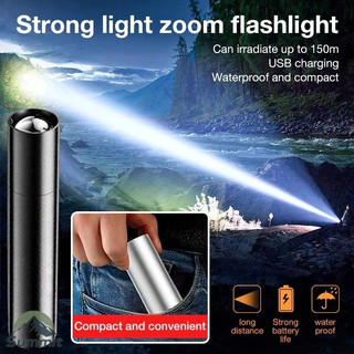 [COD] Đèn pin Mini siêu sáng có thể sạc lại Cắm trại Đèn LED chống nước Đèn pin chiếu sáng nhà ngoài trời