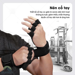 [COD] Găng tay tập gym - Găng tay tập gym kết hợp bảo vệ cổ tay thời trang chính hãng Găng Tay Hở Ngón Tập Gym Nam Nữ