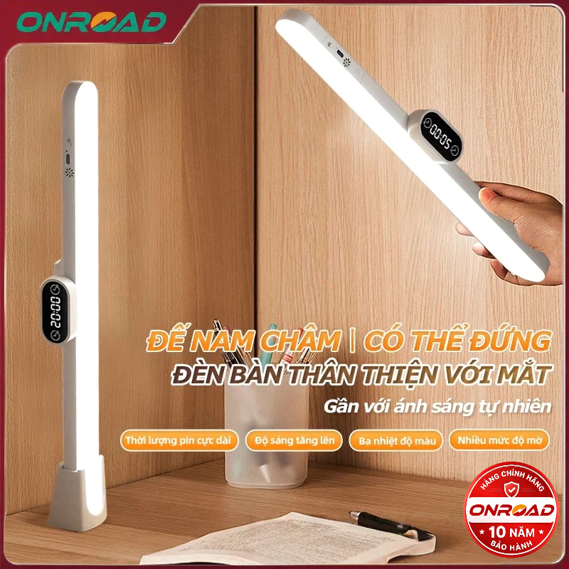 ONR Đèn Học LED Để Bàn Tích Điện Bảo Vệ Mắt ONR Đèn bàn học gắn tường 42cm chống cận 3 Màu Ánh Sáng Tăng Giảm Độ Sáng | BigBuy360 - bigbuy360.vn