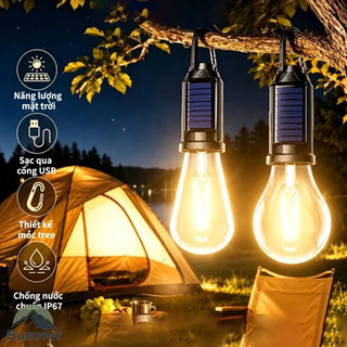 [COD] 150W Đèn LED Năng Lượng Mặt Trời Đèn Cắm Trại Camping, chống nước, có thể sạc lại và chống vỡ