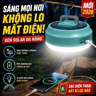 [COD] Đèn tích điện siêu sáng 8-12h sạc mặt trời pin 4800mAh 8W LED dùng cúp điện, chợ đêm, cắm trại