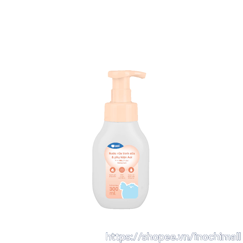 Nước rửa bình sữa Aoi 300-500ml nguồn gốc tự nhiên từ dầu cọ, an toàn, Enzym nhập khẩu từ Châu Âu