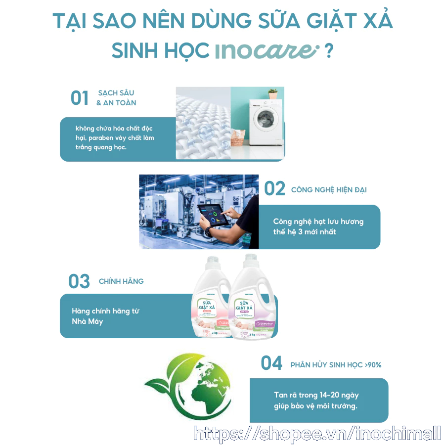Nước Giặt Xả Inocare Dịu Nhẹ Lưu Hương Lâu An Toàn Cho Bé Và Cả Gia Đình, Dung tích 3000ml