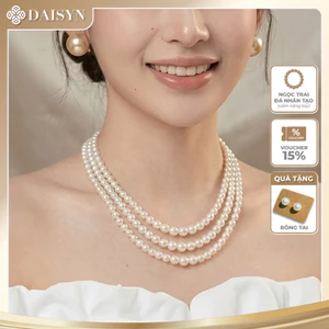 Choker Dây Chuyền Hạt Ngọc Trai Nhân Tạo 3 Sợi, Dây Chuyền Mang Áo Dài - DAISYN
