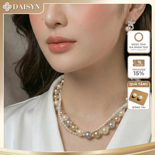 [N989] Vòng Cổ Ngọc Trai 5li Mix Hạt 12li Màu Trắng Kem Vàng Xám, Dây Chuyền Ngọc Nhân Tạo - DAISYN