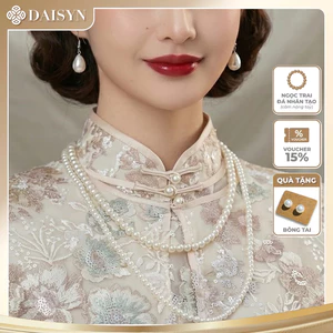 N671 vòng cổ hạt Trai, dây chuyền hạt ngọc trai nhân tạo đá dây chuyền mang áo dài 2 sợi dài