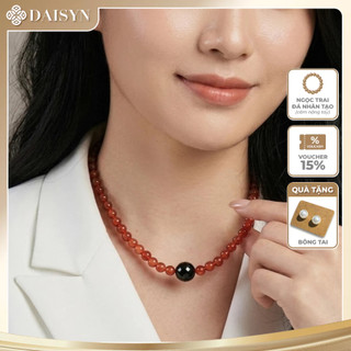 [N1177] Vòng Cổ, Dây Chuyền Ngọc Đá Nhân Tạo Đỏ 4li Mặt Đen 10li Sang Trọng Cho Nữ Phù Hợp Đeo Hằng Ngày - DAISYN