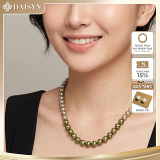 [N1107] Dây Chuyền, Vòng Cổ Ngọc Trai Đá Nhân Tạo Mix Xanh Lá Vàng Sang Trọng - DAISYN