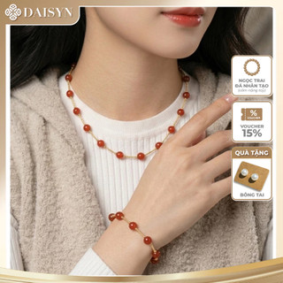 [N1106] Dây Chuyền, Vòng Cổ, Vòng Tay Phối Đỏ Vàng, Ngọc Trai Đá Nhân Tạo, Sang Trọng, Phù Hợp Cho Nữ - DAISYN