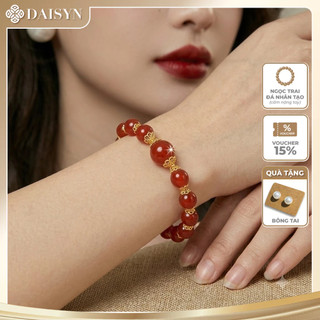 [N1095] Vòng Tay Ngọc Trai Đá Lớn Nhân Tạo Màu Đỏ, Sang Trọng, Móc Cài Chắc Chắn, Phù Hợp Cho Nữ - DAISYN