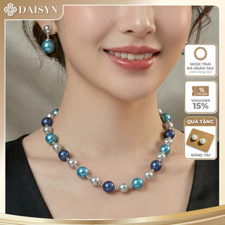 [N1047] Vòng Cổ Dây Chuyền Ngọc, Chuỗi Ngọc Trai Nhân Tạo, Xám Xanh Coban Sang Trọng Cho Nữ - DAISYN